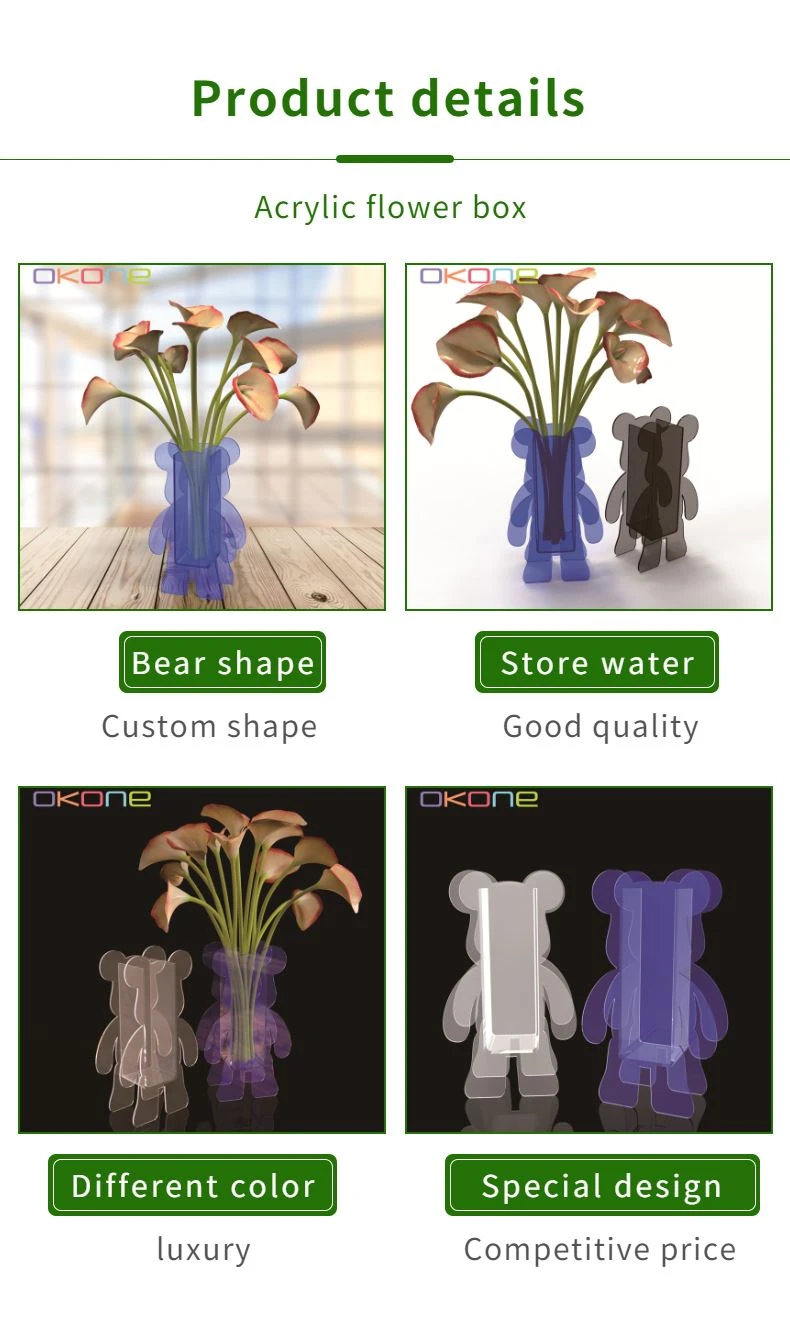 acrylic bear shape flower box